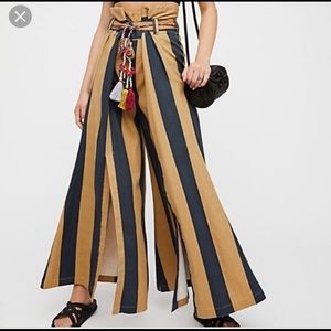 Free People Marjorie Brown Striped Wide Leg pants